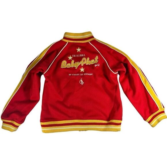 Y2K Girls 3T Baby Phat Track Jacket Logo Yellow Red Kimora Lee Simmons Cat - Picture 1 of 7